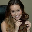 Summer Glau holding a teddy bear