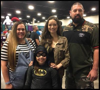 Juliana as Batgirl at Paradise City Comic Con with Summer Glau from Firefly Dollhouse Terminator The Sarah Connor Chronicles